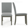 Upholstered dining chairs set of 2 in gray with rubber wood legs and ergonomic high backrest for comfortable seating.