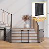 5-panel adjustable black fireplace fence with foldable design and safety lock, perfect as a portable playpen or baby.