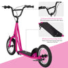 Height adjustable pink kick scooter with 12" air filled wheels and non-slip deck, suitable for kids over 8 years old.