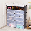 12-Cube DIY Portable Plastic Shoe Rack with Transparent Doors-Black - Gallery View 1 of 10