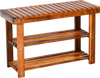 Freestanding Wood Bench with 3-Tier Storage Shelves
