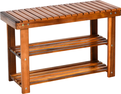Costway Freestanding Wood Shoe Bench 3-Tier Storage Shelves 32860794 New