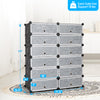 12-cube portable plastic shoe rack with transparent doors, made of waterproof PP material, ideal for stylish home.