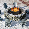 36-inch round steel fire pit ring with smooth edges, perfect for DIY outdoor use in backyard settings.