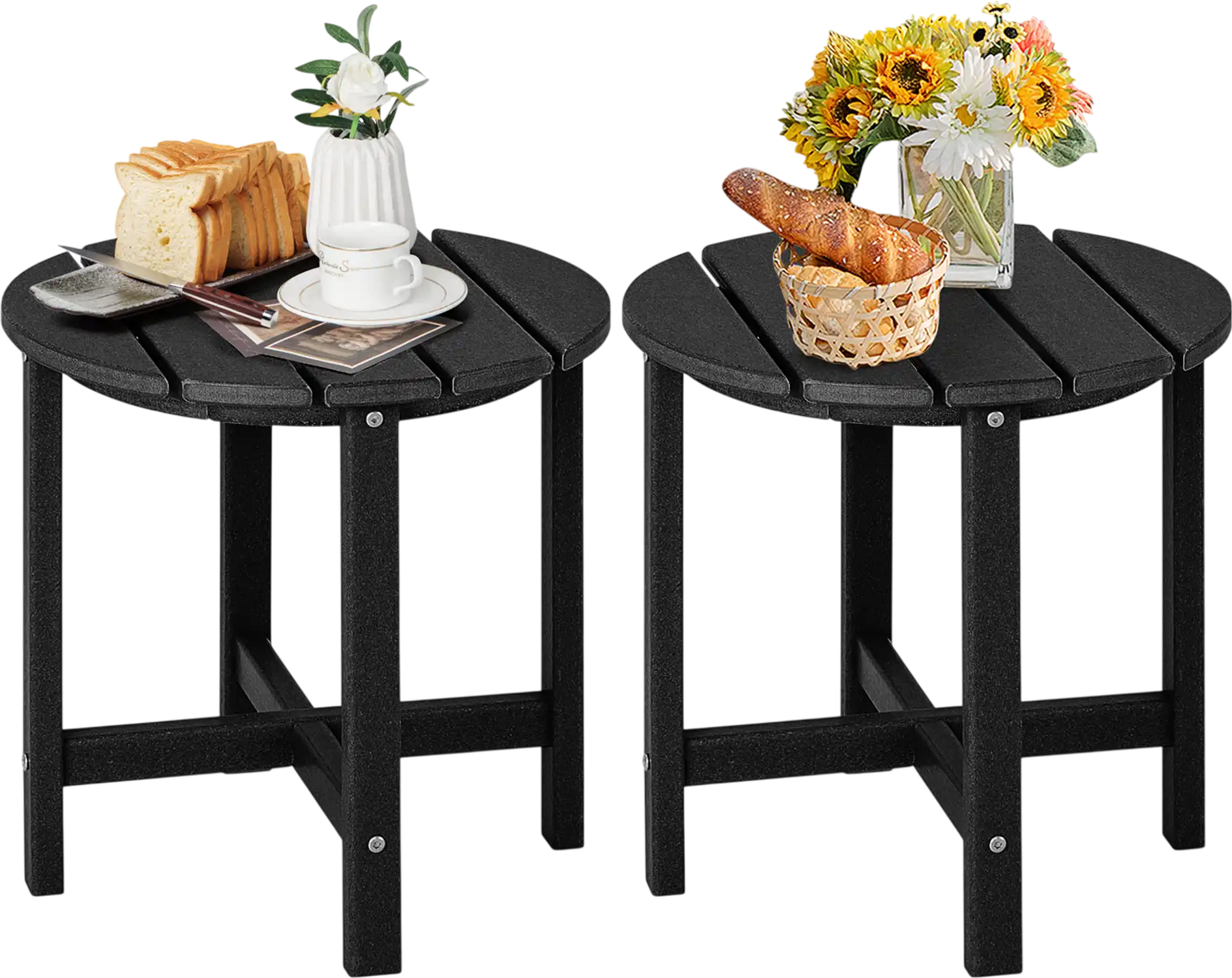 Costway Set of 2 Round Weather-Resistant Adirondack Side Coffee Tables 18
