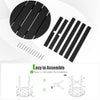 Round black slatted tabletop and assembly parts for 18-inch weather-resistant Adirondack side tables, easy to install.