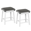 Set of 2 dining bar stools with acacia wood frame and padded waterproof seats, perfect for kitchen or dining room use.