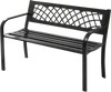 Black steel frame bench with PVC backrest mesh, perfect for outdoor seating and relaxation.