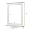 Wall-mounted white vanity mirror with shelf, 27"x22.5", made of MDF, ideal for hallway, bathroom, or living room decor.