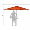 9 ft orange patio umbrella with crank, featuring a hexagonal shape and sturdy steel ribs for sun and rain protection.