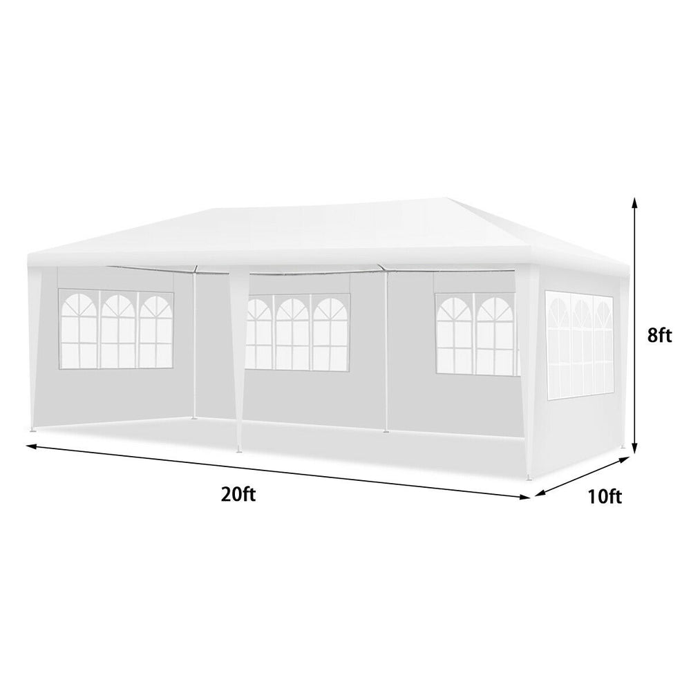10x20 feet outdoor party canopy tent with removable walls, durable PE fabric, and portable carry bag for events.