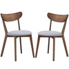 Set of 2 dining chairs with upholstered curved back, rubber wood legs, perfect for kitchen or dining room comfort.