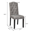 Tufted gray upholstered dining chair with rubberwood legs and ergonomic backrest, ideal for home or café use.