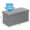 Light gray 30-inch folding storage ottoman with lift top, sturdy MDF construction, and 350 lbs weight capacity for.