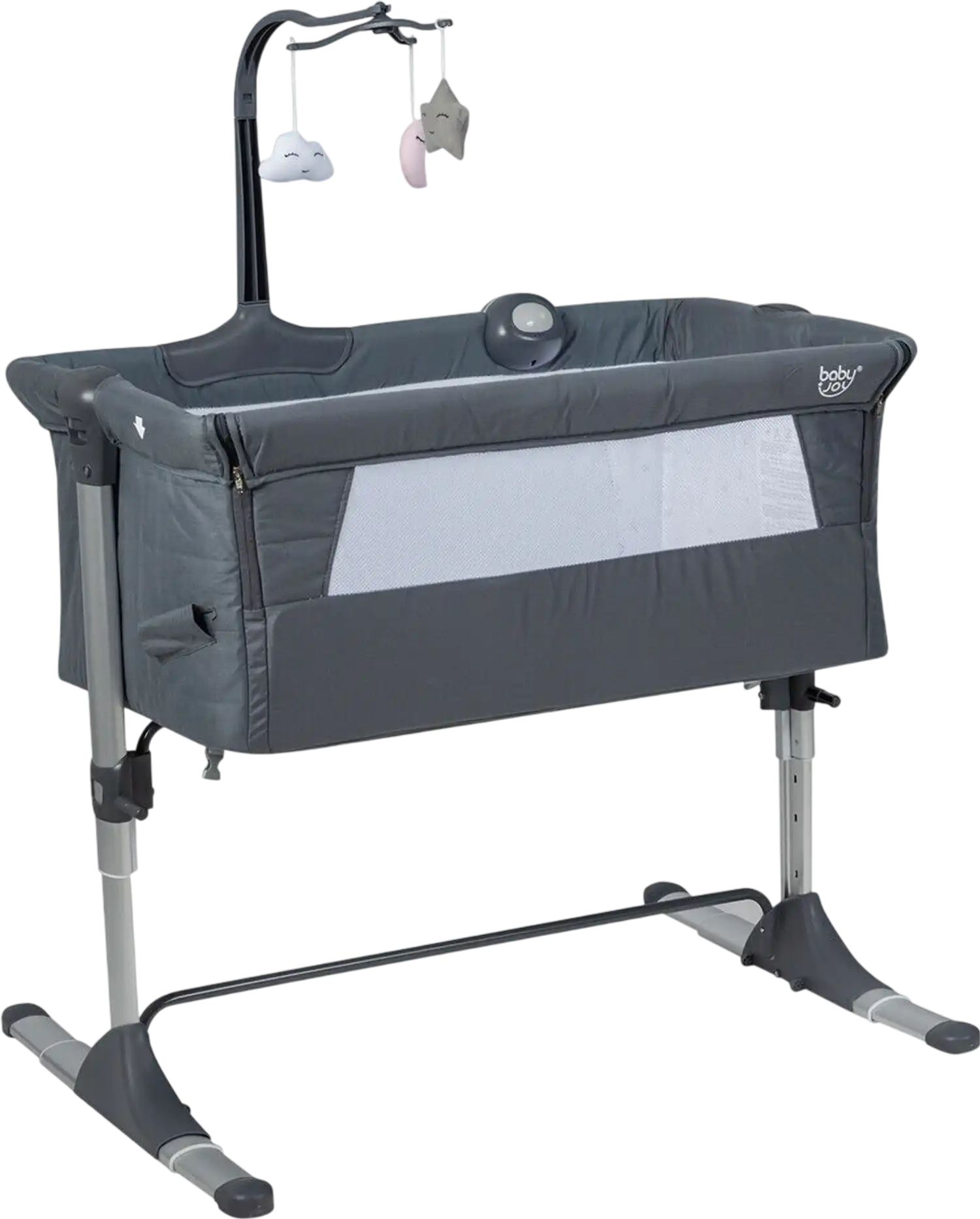 Costway Height Adjustable Baby Bedside Sleeper Crib w/ Music Box & Toys 24598607 New