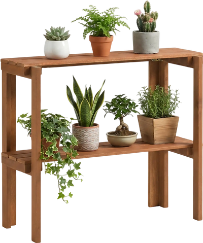 Costway Folding Wooden Plant Stand Storage Shelves 2/3-Tier 94153496 New