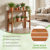 2-tier folding wooden storage shelves with slatted design, waterproof teak oil finish, perfect for entryway or garden.