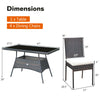 Dimensions of the 5-piece rattan dining set with a glass table and high back chairs, ideal for outdoor dining.