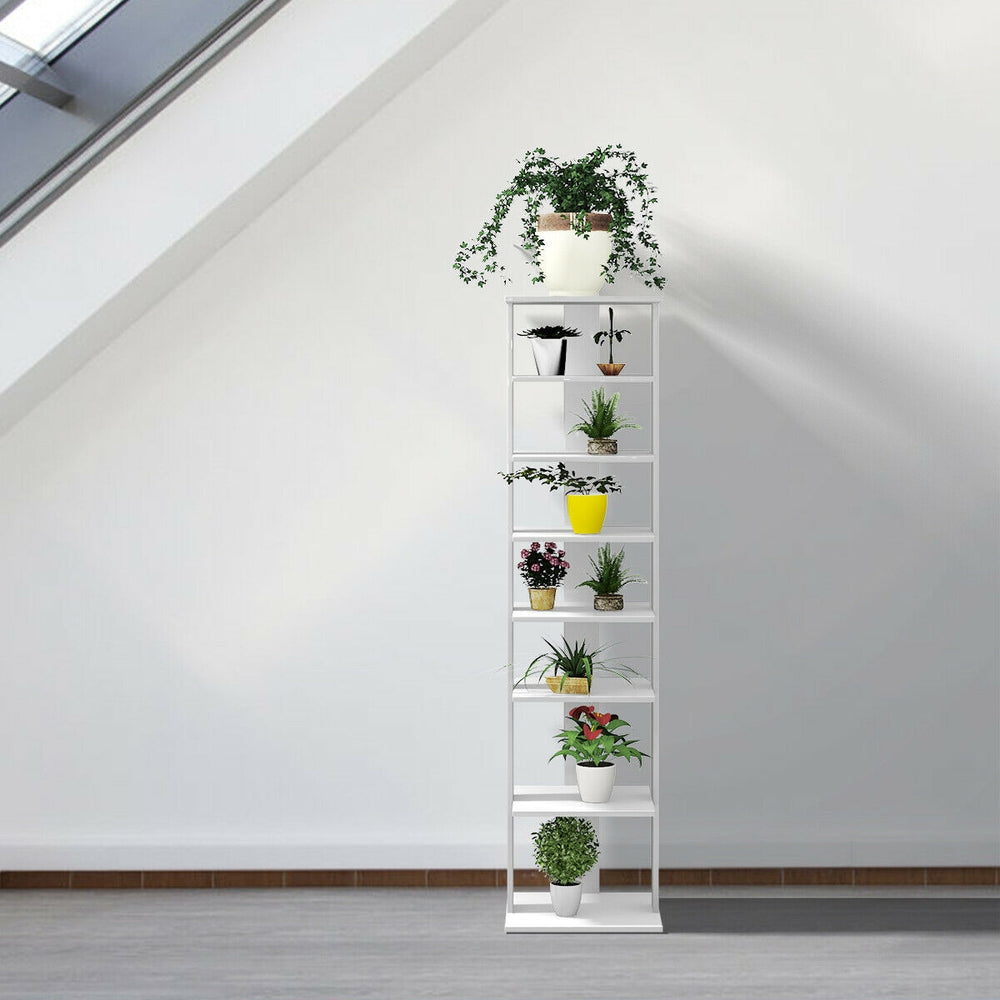 Wooden Shoes Storage Stand 7 Tiers Shoe Rack Organizer Multi-shoe Rack Shoebox-White - Gallery View 1 of 11