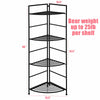 4-tier folding metal shelf plant stand in black, featuring a heavy-duty steel frame for outdoor and indoor use.
