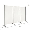 3-panel folding privacy partition screen in white, made of polyester fabric and steel, ideal for office or home use.