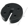 Canopy weight plate with no-pinch design, made of weather-resistant PE, for securing tents and umbrellas outdoors.