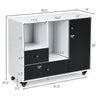 Lateral mobile filing cabinet in black and white with 2 drawers, 2 open shelves, and adjustable cubbies for versatile.