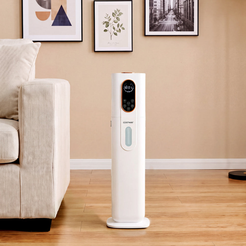 Cool mist humidifier with 2.4 gal tank, 540 sq.ft coverage, and remote control for customizable humidity in large rooms.