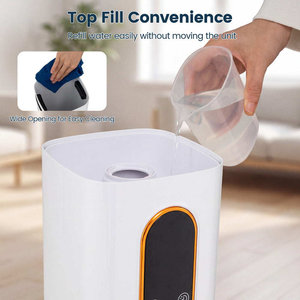 Top fill 2.4 Gal humidifier with wide opening for easy cleaning, ideal for large rooms up to 540 sq.ft.