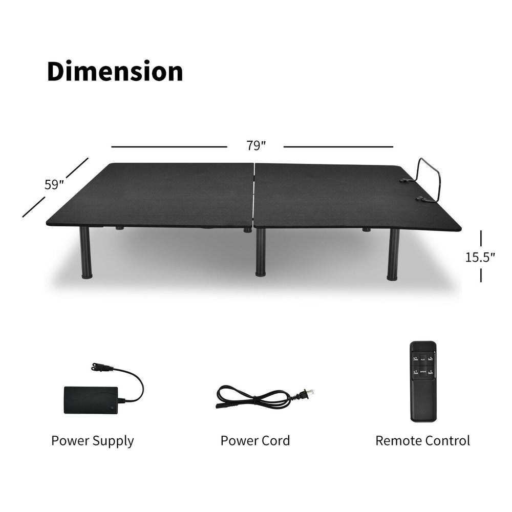Costway Adjustable Bed Base Frame with Wireless Remote Control Queen Size New