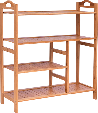 Costway 4-Tier Bamboo Shoe Rack Entryway Hallway Storage 19273654 New