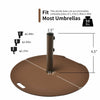 Sturdy 50 lbs umbrella base stand with wheels, fits 1.37"/1.49"/1.88" poles, ideal for patio and outdoor use.