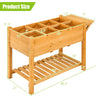 Elevated planter box kit with 8 grids, made of durable fir wood, ideal for patio or garden use.
