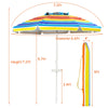 Multicolor 7.2ft portable beach umbrella with tilt mechanism and sand anchor, perfect for poolside or beach use.