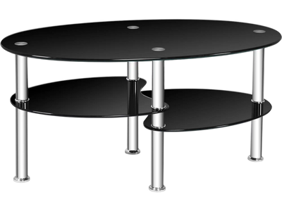 Costway Tempered Glass Oval Coffee Table 10485723 New