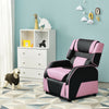 Kids youth PU leather gaming sofa recliner in pink with adjustable backrest and footrest, perfect for gaming and.