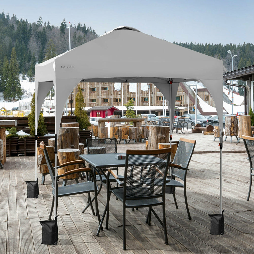 6.6 x 6.6 FT Pop Up Height Adjustable Canopy Tent with Roller Bag-White - Gallery View 1 of 12