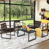 4-piece patio furniture conversation set featuring a steel frame and durable polyester, perfect for outdoor relaxation.
