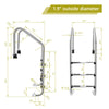 3-step stainless steel swimming pool ladder with anti-slip steps, curved handrails, and dimensions for easy.