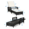 Costway Patio Furniture Wicker Chaise Lounge Chair with Adjustable Backrest and Cushion New