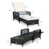 Adjustable PE rattan chaise lounge chair with off-white cushion, perfect for outdoor relaxation by the pool or patio.