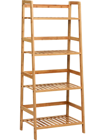 Costway 4-Tier Bamboo Plant Stand Rack w/ Guardrails Space-Saving 84915702 New