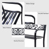 Close-up of the 50-inch patio bench showcasing the sturdy steel frame, elegant retro pattern, and smooth handrail.