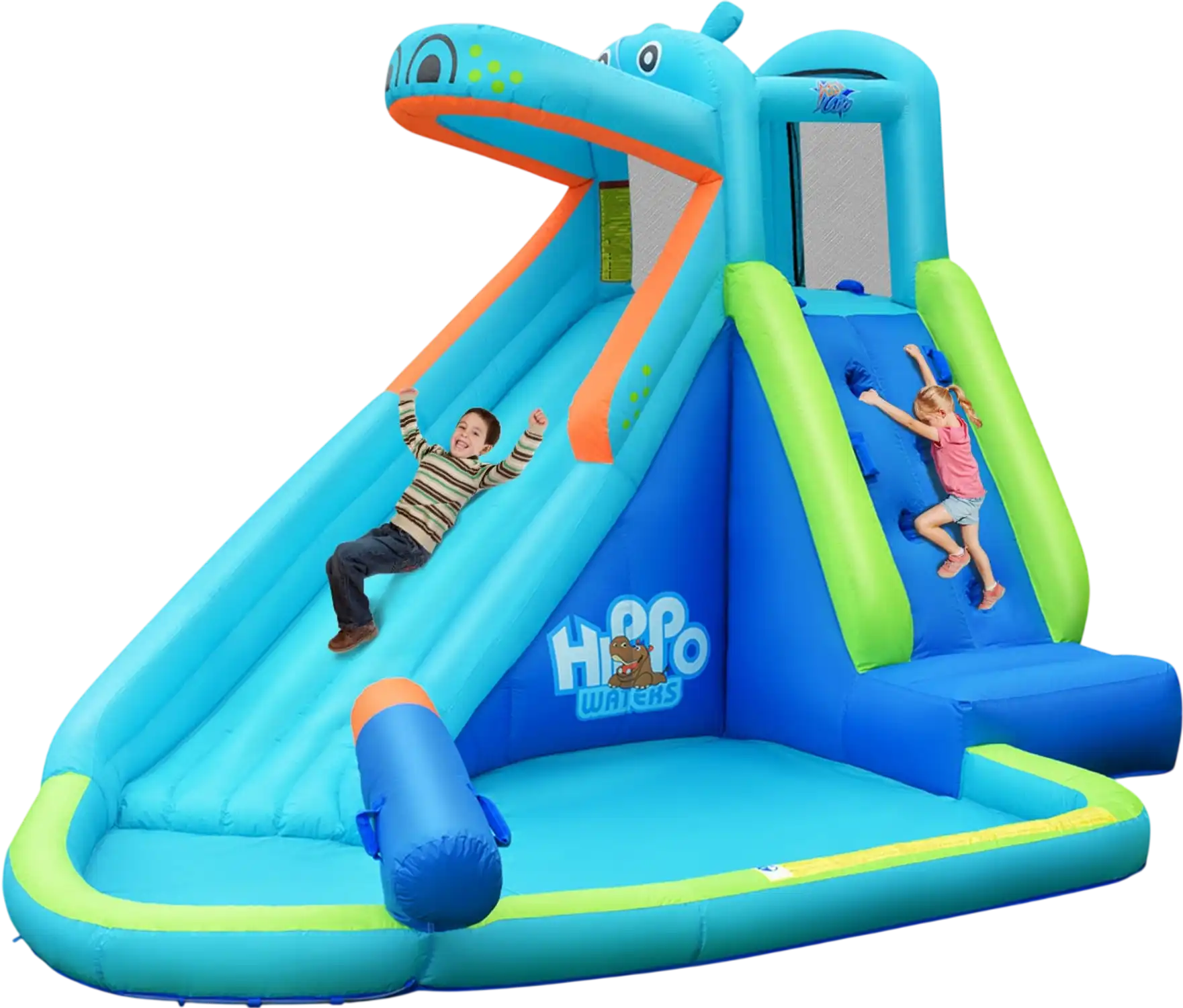 Costway Inflatable Water Pool Splash Slide Hippo 83095471 New