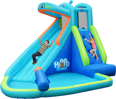 Costway Inflatable Water Pool Splash Slide Hippo 83095471 New