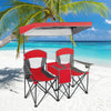 Patented Portable Folding Camping Canopy Chairs with Cup Holder-Red - Gallery View 1 of 11