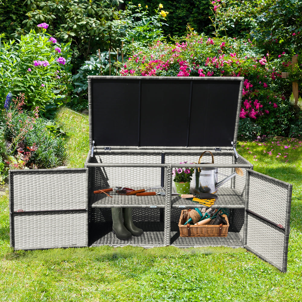 88 Gallon Garden Patio Rattan Storage Container Box - Gallery View 1 of 12