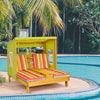 Kids Patio Lounge Chair with Cup Holders and Awning-Multicolor - Gallery View 1 of 10