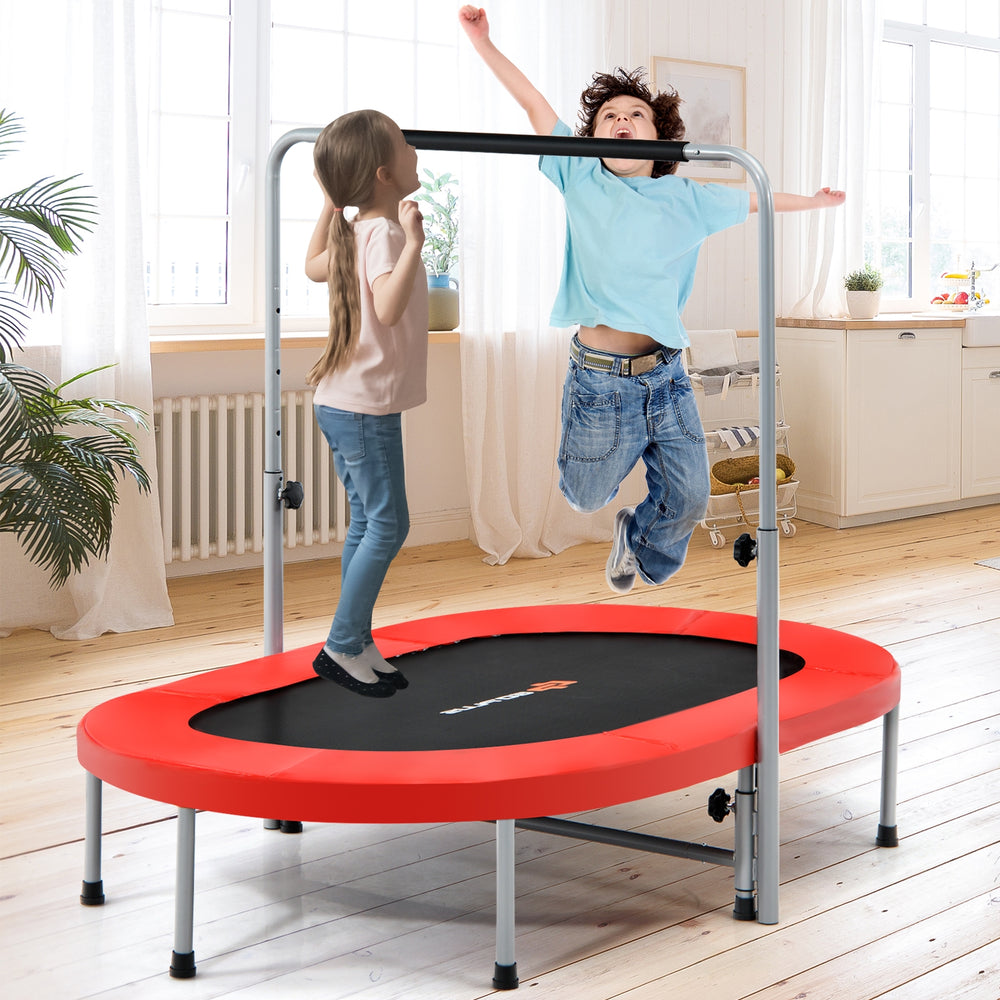 2-Person Foldable Mini Kids Fitness Rebounder Trampoline-Red - Gallery View 1 of 12