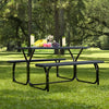 HDPE Outdoor Picnic Table Bench Set with Metal Base-Black - Gallery View 1 of 10